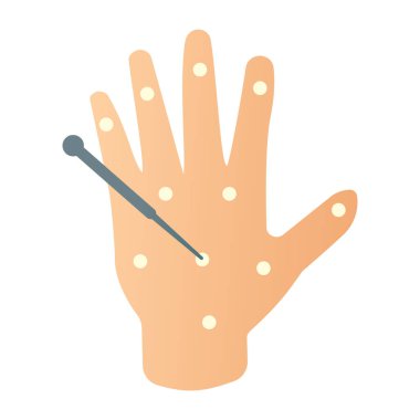 Bir tırnak simgesini tutan el. Web için el vektör simgelerinin basit çizimi