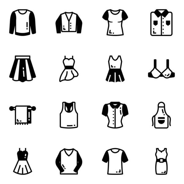 Set Kleding Pictogrammen Vector Illustratie — Stockvector