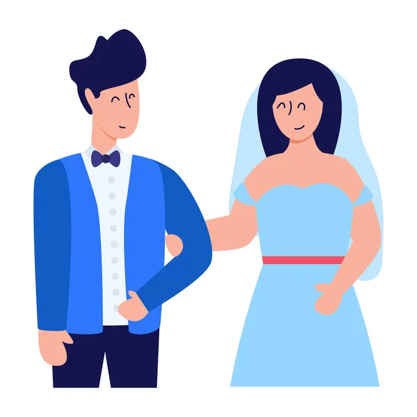 Casal Amantes Com Penteado Anéis Casamento Design Ilustração Vetorial — Vetor de Stock