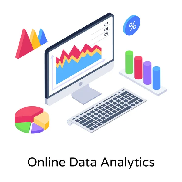 Icone Analitiche Statistiche Design Piatto — Vettoriale Stock