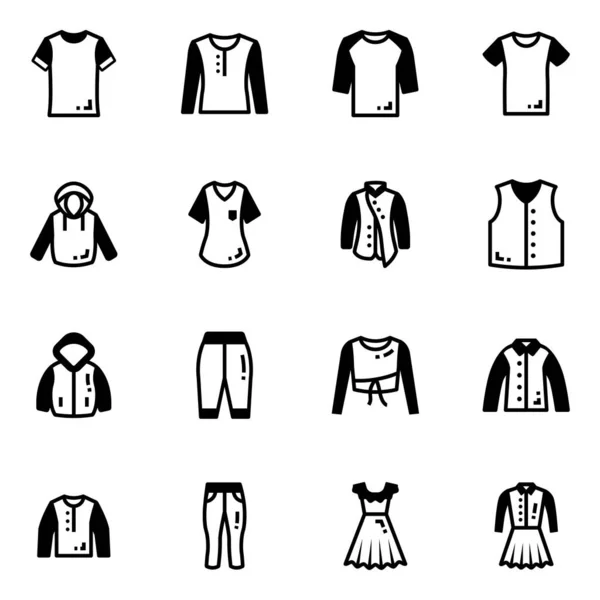 Kleding Pictogrammen Ingesteld Vectorillustratie — Stockvector