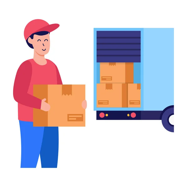 Entrega Hombre Con Cajas Caja Vector Ilustración Diseño — Vector de stock