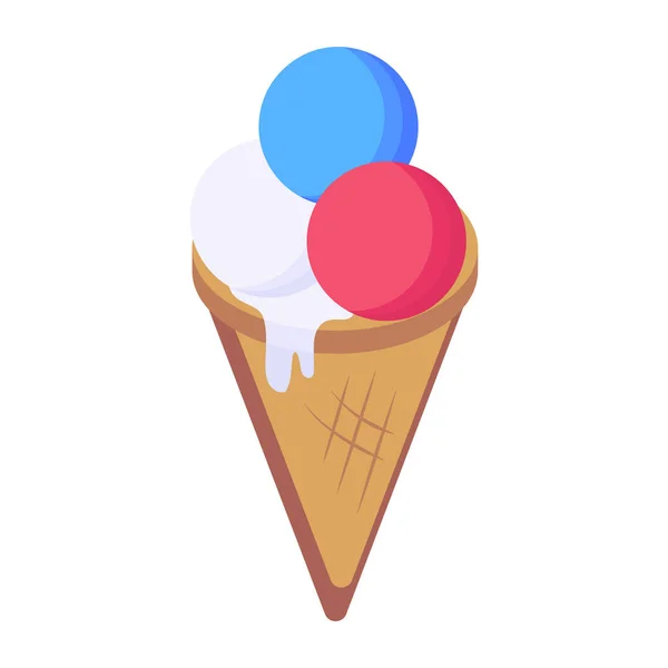 Icono Cono Helado Aislado Sobre Fondo Blanco — Vector de stock