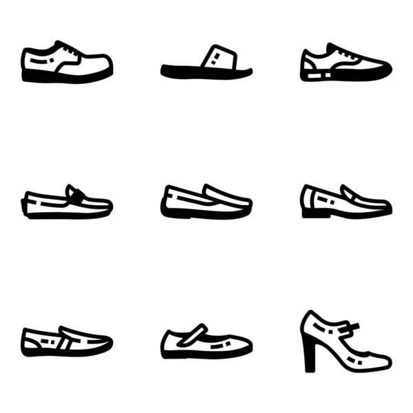 Schuhsymbolset Cartoon Stil Von Schuhen Vektor Symbole Für Web Isoliert — Stockvektor