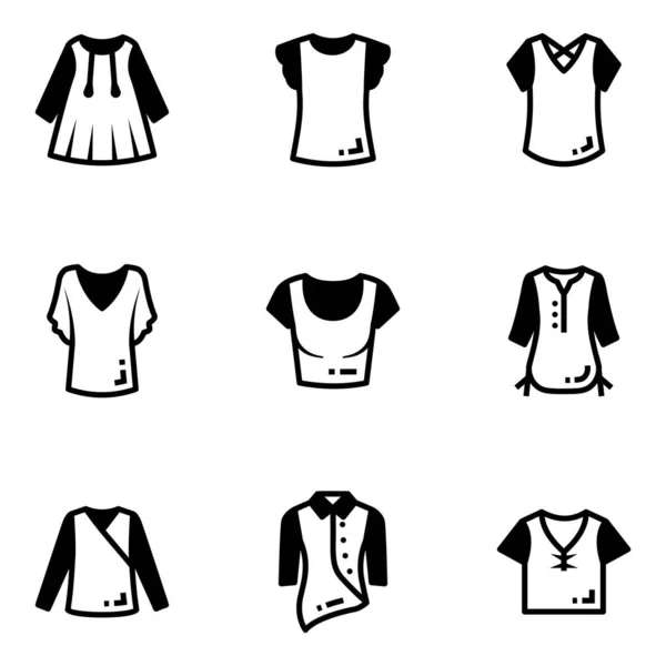 Set Kleding Pictogrammen Vector Illustratie — Stockvector