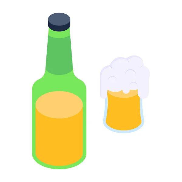 Beer Bottle Icon Flat Illustration Alcohol Drink Vector Icons Web — Stock Vector