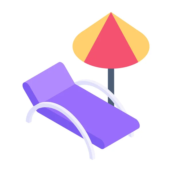 Beach Chair Icon Isometric Chaise Lounge Vector Icons Web Design — Vector de stock