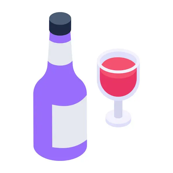 Ikona Láhve Vína Ploché Ilustrace Vektorových Ikon Alkoholických Nápojů Pro — Stockový vektor