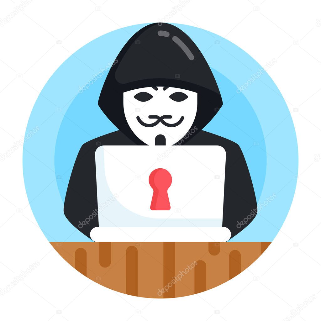 hacker with laptop and padlock vector illustration