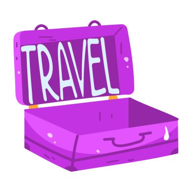 Renkli bir seyahat çantası çıkartması.