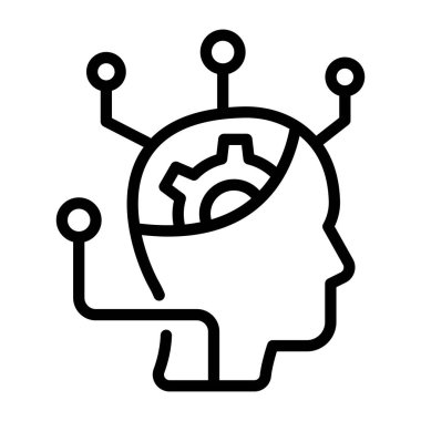 Dijital zihin ana hatları simgesi, düzenlenebilir tasarım