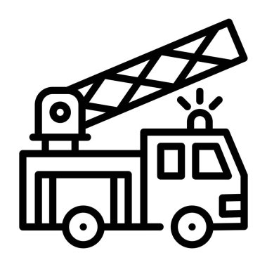İtfaiyeci kamyonunun iyi tasarlanmış bir çizgi ikonu.
