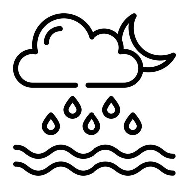 Yağmurlu gecenin kullanışlı bir taslak simgesi