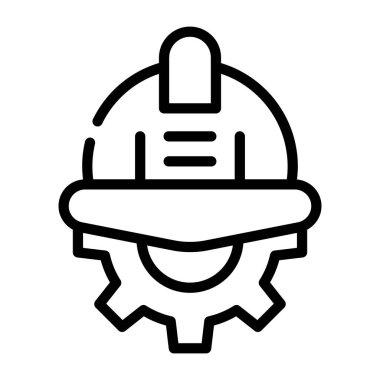 Sert şapka ve dişli, mühendislik çizgisi simgesi kavramı