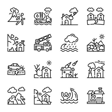 Çevresel Afet Çizgisi Simgeleri 