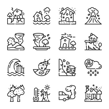 Doğal Afet Hattı Simgeleri Koleksiyonu 