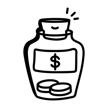 Bozuk para kavanozunun kullanışlı karalama simgesi