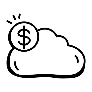 Bulut parasının el çizimi simgesine bak