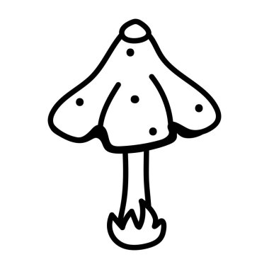 Volvariella mantarı el çizimi doğrusal simge