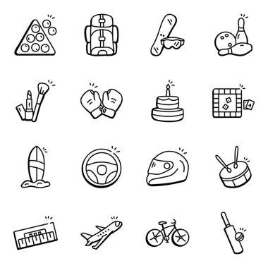 Eğlence El Çizimi Simgeleri Paketi 