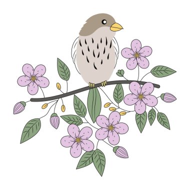 Kuş gösteren klasik bir illüstrasyon