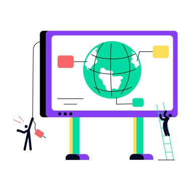 Akıllı tahtayı temsil eden düz bir çizim