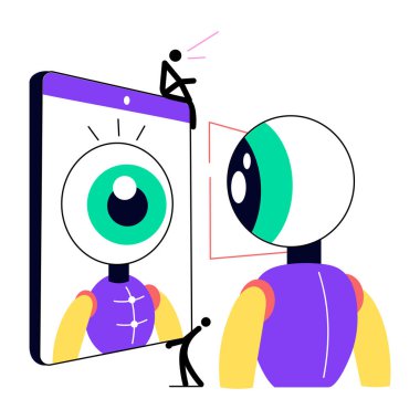 Göz taramasını gösteren düz bir çizim