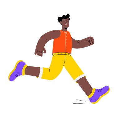 Bir kişiyi koşarken gösteren düz bir çizim