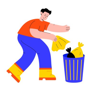 Çöp atan birinin düz çizimi