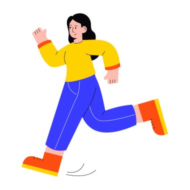 Koşan birini gösteren düz biçim illüstrasyonu