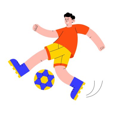 Flat style illustration of a person playing football