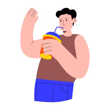 Smoothie içen birinin düz bir çizimi.