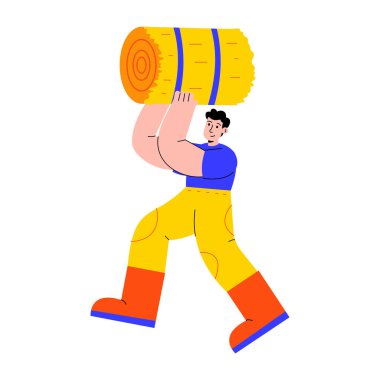 Bir çiftçiyi gösteren düz bir çizim.