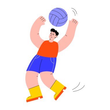 Voleybol oynayan birinin düz bir çizimi