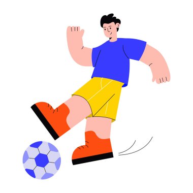 Futbol oynayan birini gösteren düz bir çizim