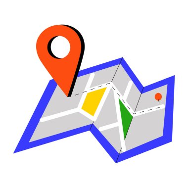 Haritayı gösteren düz bir çizim