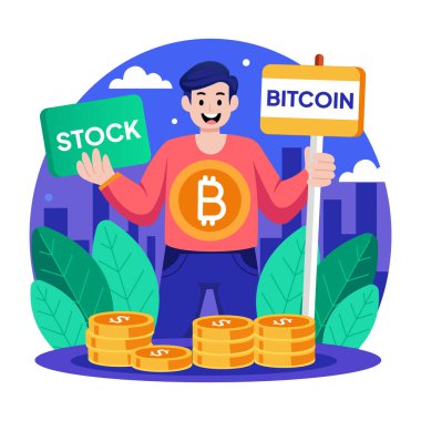 Bitcoin hisse senedi yatırımının düz bir tasviri