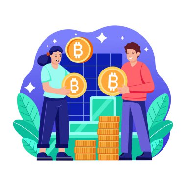 Kripto borsa eğilimlerini gösteren düz biçim illüstrasyonu