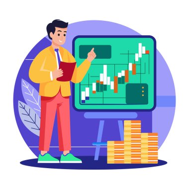 Yatırım planını gösteren düz biçim illüstrasyonu