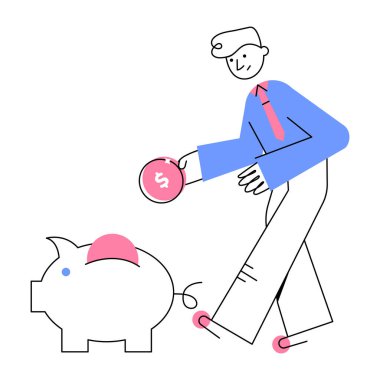 Tasarrufları gösteren el çizimi biçim illüstrasyonu