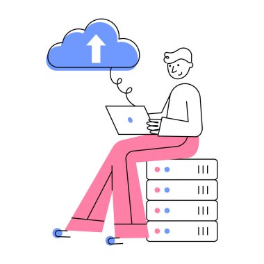 Bulut yedeğini gösteren el çizimi biçim çizimi