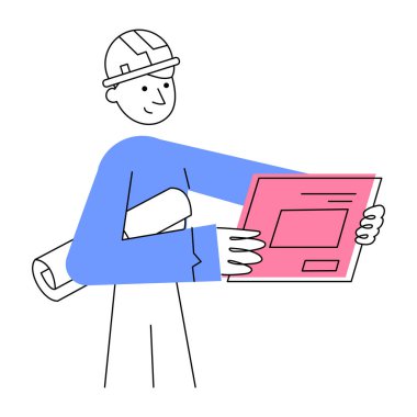 Mühendis tasvir eden bir çizim stili çizimi