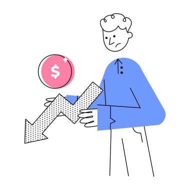 Finansal kayıpları gösteren el çizimi bir resim