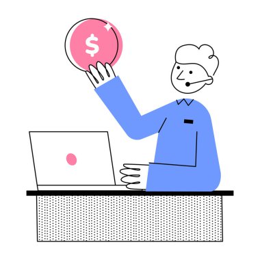 Banka servisini gösteren karalama biçimi illüstrasyonu