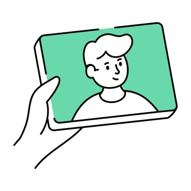 Çevrimiçi öğretmen tasvir eden bir çizim stili illüstrasyonu