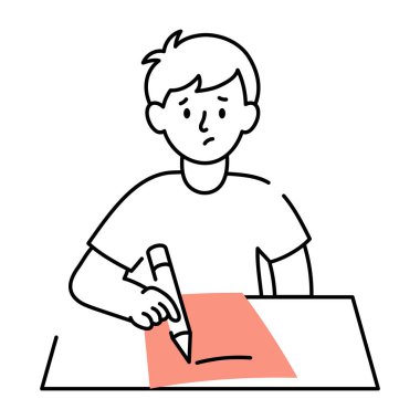 Sınav gününü resmeden bir çizim stili çizimi