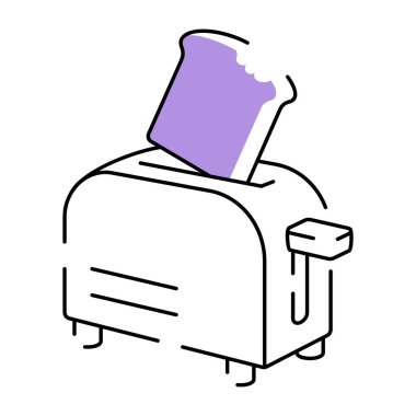 Ekmek kızartma makinesini temsil eden yarım yamalak bir çizim