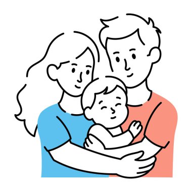 Mutlu aileyi temsil eden yarım yamalak bir tasvir.