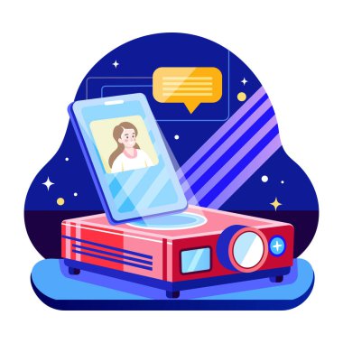 ai projektörünü gösteren düz bir çizim