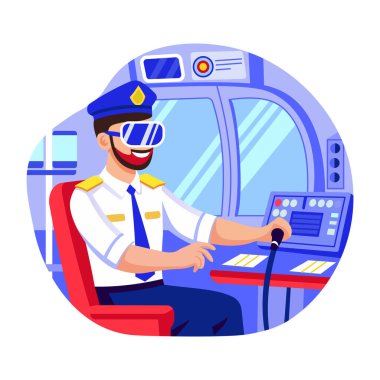 VR pilotunu temsil eden düz bir illüstrasyon